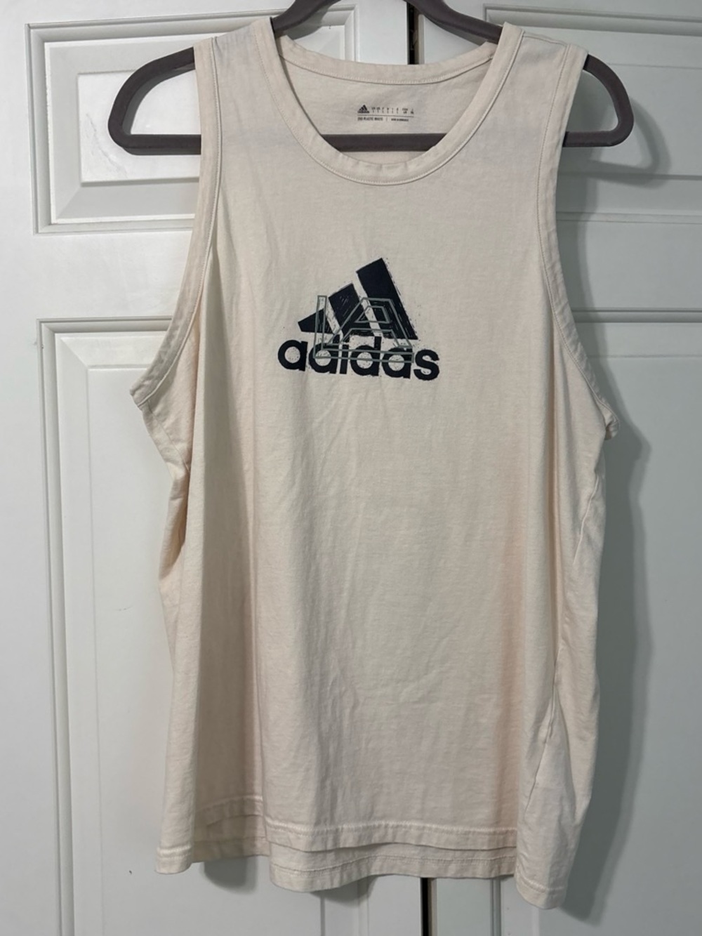 adidas Cream Tank Top with Black Logo